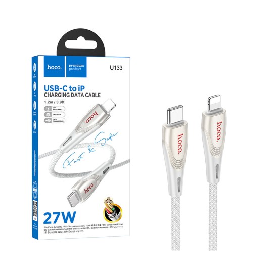 Cabo Hoco U133 Monte Tipo-C para Lightning PD27W 1,2m Cinza